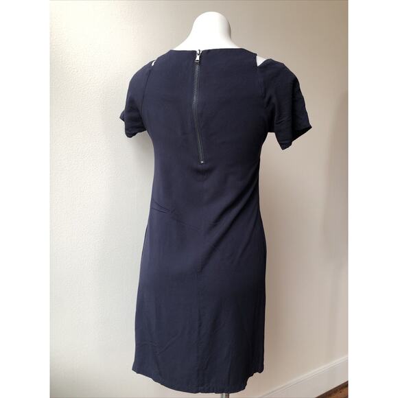 PEPPERCORN Navy Short Sleeve Cut Out Sheath Above the Knee Dress Size Small - Picture 4 of 8
